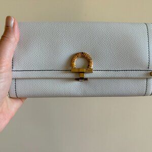 Ferragamo White Pebble Continental Wallet